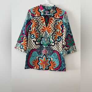 Lilly Pulitzer Palooza Tunic Top Large Multicolor Floral Coastal Resort Preppy